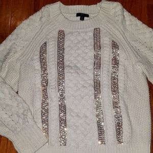 JCrew sequined detail cream sweater